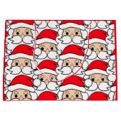 過密おもしろいサンタクロース顔抱き枕 ラージペーパーバッグ (正面)