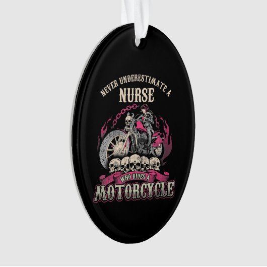 過小評価ナース誰がバイクに乗るバイクもしくは自転車に乗る人 オーナメント (正面)