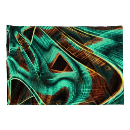 過度に曲がったテープはアクアマリンとコーヒーの溝 枕カバー (裏面-右)