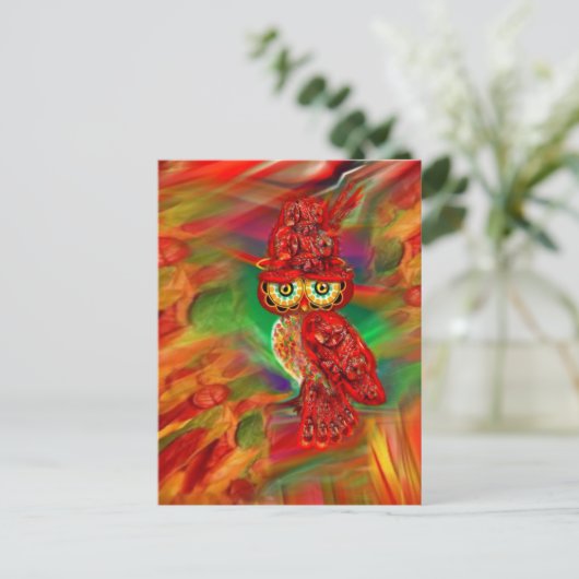 過恋しく思去秋ファッションフクロウ ポストカード (スタンド正面)