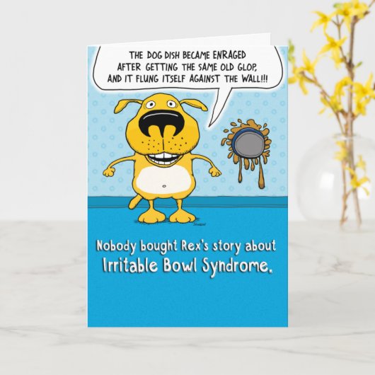 過敏性おもしろいボウル症候群ドッグ誕生日カード カード (黄色い花)