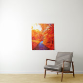 過飽和オレンジ色の黄色紅葉ストリーム タペストリー (インサイチュ)