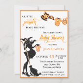 道にハロウィーンカボチャ魔女の赤ちゃんシャワー 招待状 (正面)