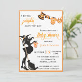 道にハロウィーンカボチャ魔女の赤ちゃんシャワー 招待状 (スタンド正面)