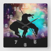 道のシルエットの柱時計の端 スクエア壁時計 (正面)