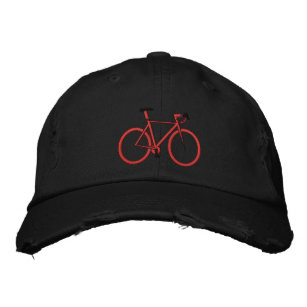 道のバイクの黒の帽子 刺繍入りキャップ