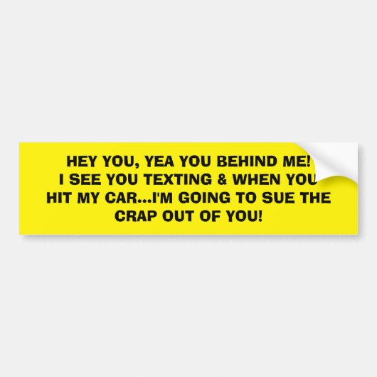 道のメールや文字を打つの愚かな運転者の愚か者 バンパーステッカー (正面)