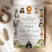 道のワイルドワンかわいい赤ん坊の動物の赤ちゃんシャワー 招待状