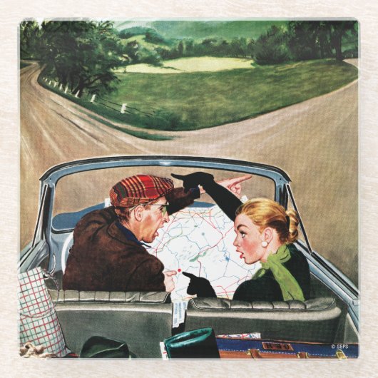 『道の分かれ道』 ガラスコースター (正面)