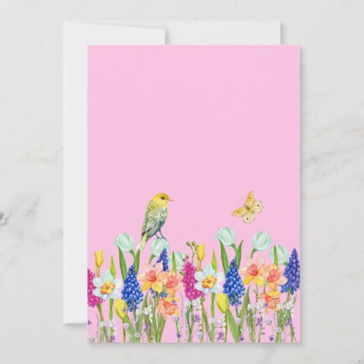 道の女の子の赤ちゃんシャワーの小さな野花 招待状 (裏面)