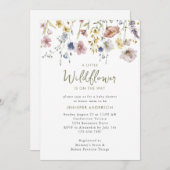 道の小さな野生の花のフローラ赤ちゃんシャワー 招待状 (正面/裏面)