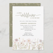 道の小さな野生の花のフローラ赤ちゃんシャワー 招待状 (正面/裏面)