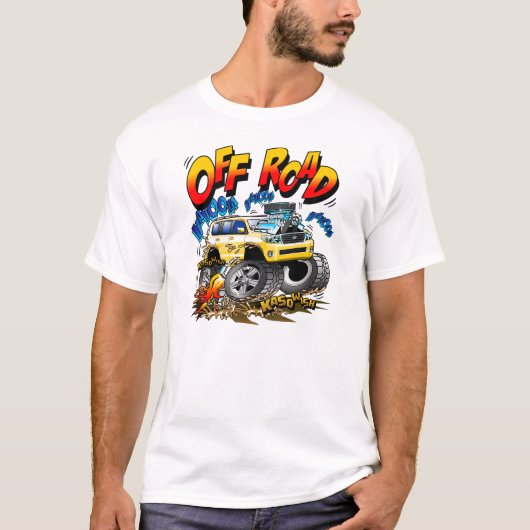 道の漫画の風刺漫画を離れた4WD Tシャツ (正面)