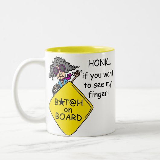 道の激怒のユーモア ツートーンマグカップ (左)