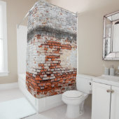 道の煉瓦の壁、古い抽象芸術。  シャワーカーテン (インサイチュ)