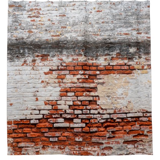 道の煉瓦の壁、古い抽象芸術。  シャワーカーテン (正面)