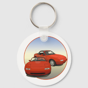 道の芸術の赤いスポーツ・カー キーホルダー