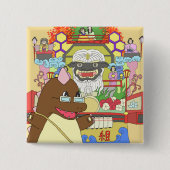 道の駅くじ やませ土風館オリジナルキャラクターどっふぅくん スクエア缶バッジ 缶バッジ (正面)