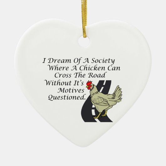 道を交差させている鶏 セラミックオーナメント (正面)