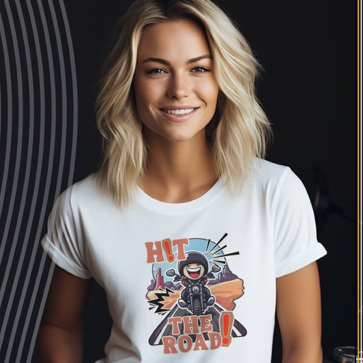 道を叩け！ロードトリップおもしろいバイクもしくは自転車に乗る人 Tシャツ