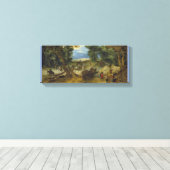 道を旅人が歩く森の風景 キャンバスプリント (インサイチュ (ウッドフロア))