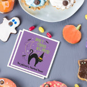 道を横切らないで黒猫ハロウィンパープル ペーパープレート