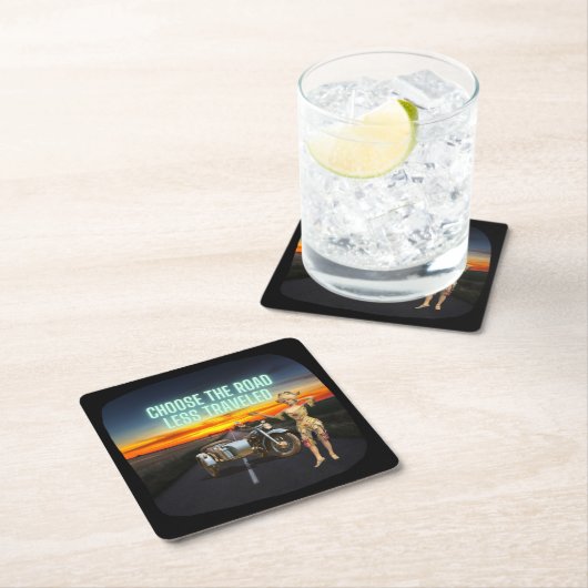 道を選ぶ旅の少ないおもしろい変更された芸術 スクエアペーパーコースター (インサイチュ)