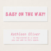 道上のベビーピンク点々のあるギフト登録カード (正面&裏面)