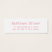 道上のベビーピンク点々のあるギフト登録カード (裏面)