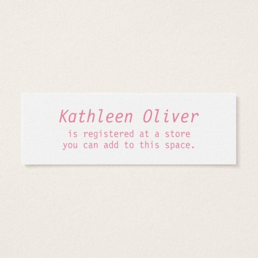 道上のベビーピンク点々のあるギフト登録カード (裏面)