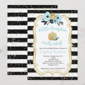 道中の小さなかぼちゃ - 青と金 - 男の子 招待状 (正面/裏面)