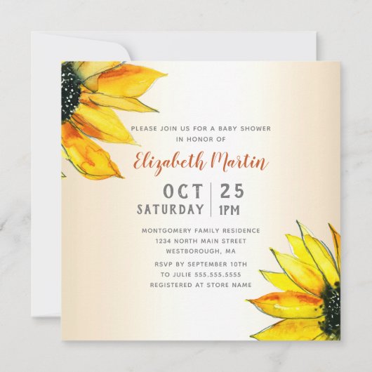 道中の小さなカボチャ,水彩のベビーシャワー 招待状 (裏面)