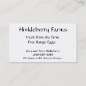 道交差の鶏の名刺 名刺 (裏面)