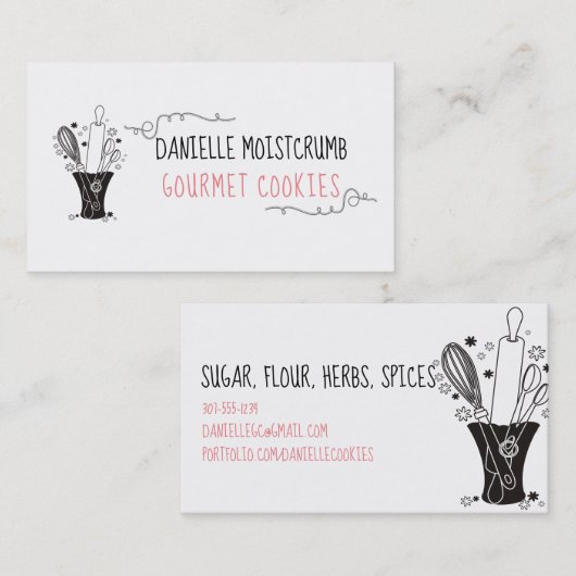 道具つぼのパン屋のペーストリー作りの職人の名刺 名刺 (正面/裏面)