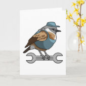 道具を持った鳥職人 カード (黄色い花)