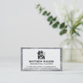 道具付き便利屋 | レンガ壁のメタルリベット 名刺 (スタンド正面)