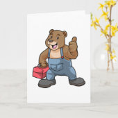 道具箱を持ったクマの職人 カード (黄色い花)