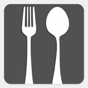 道具。 フォーク、スプーンのギフト スクエアシール