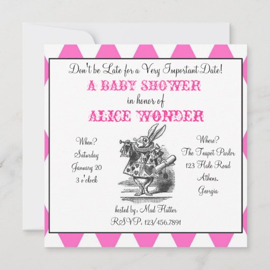 道化師のアリスの正方形の招待 招待状 (裏面)