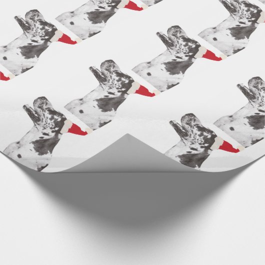 道化師のグレートデーンのサンタの帽子の包装紙 ラッピングペーパー (コーナー)