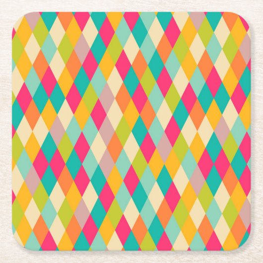 道化師のヴィンテージパターン スクエアペーパーコースター (正面)