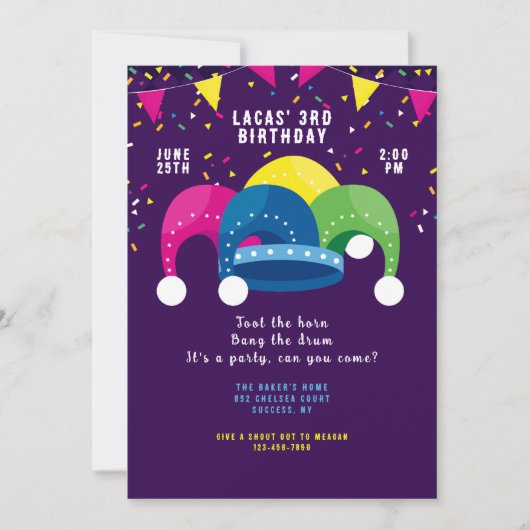 道化師の帽子 招待状 (正面)