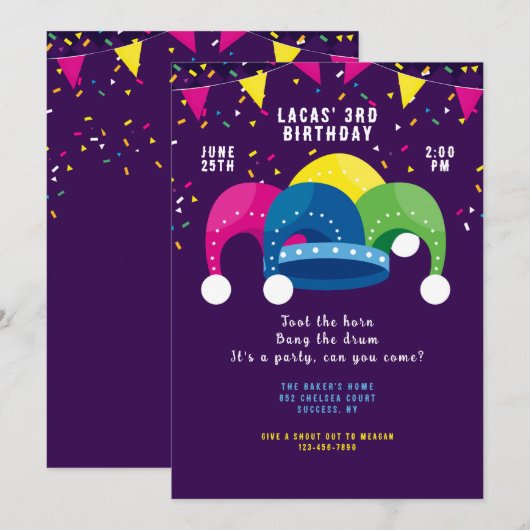 道化師の帽子 招待状 (正面/裏面)