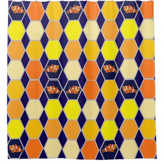 道化師の手描きアート シャワーカーテン (正面)