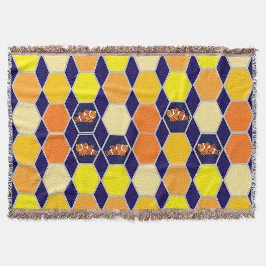 道化師の手描きアート スローブランケット (正面)