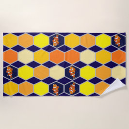 道化師の手描きアート ビーチタオル