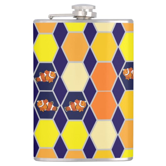 道化師の手描きアート フラスク (正面)