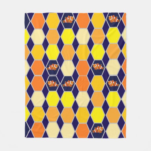 道化師の手描きアート フリースブランケット (正面)