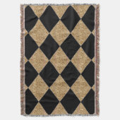 道化師クラシック黒い及び金ゴールド スローブランケット (正面縦)