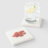 道化魚の水彩大理石コースター ストーンコースター (横)